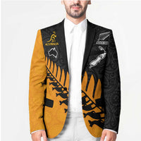 Australia New Zealand Rugby Blazer Gold Aboriginal Wallabies and Maori Black Fern - Polynesian Pride