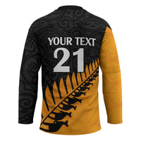 Australia New Zealand Rugby Custom Hockey Jersey Gold Aboriginal Wallabies and Maori Black Fern LT9 - Polynesian Pride