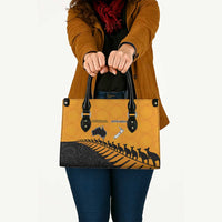 Australia New Zealand Rugby Leather Bag Gold Aboriginal Wallabies and Maori Black Fern - Polynesian Pride