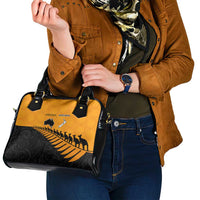 Australia New Zealand Rugby Shoulder Handbag Gold Aboriginal Wallabies and Maori Black Fern - Polynesian Pride