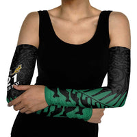Australia New Zealand Rugby Arm Sleeves Green Aboriginal Wallabies and Maori Black Fern - Polynesian Pride