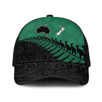 Australia New Zealand Rugby Baseball Net Cap Green Aboriginal Wallabies and Maori Black Fern LT9 One Size Black Green - Polynesian Pride
