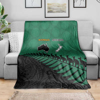 Australia New Zealand Rugby Blanket Green Aboriginal Wallabies and Maori Black Fern - Polynesian Pride