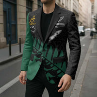 Australia New Zealand Rugby Blazer Green Aboriginal Wallabies and Maori Black Fern - Polynesian Pride