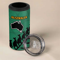 Australia New Zealand Rugby 4 in 1 Can Cooler Tumbler Green Aboriginal Wallabies and Maori Black Fern - Polynesian Pride