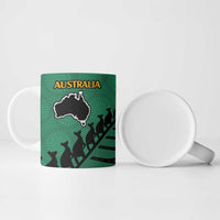 Australia New Zealand Rugby Ceramic Mug Green Aboriginal Wallabies and Maori Black Fern - Polynesian Pride