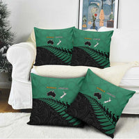 Australia New Zealand Rugby Pillow Cover Green Aboriginal Wallabies and Maori Black Fern - Polynesian Pride