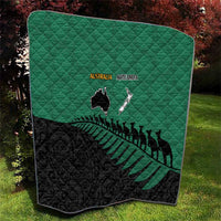 Australia New Zealand Rugby Quilt Green Aboriginal Wallabies and Maori Black Fern - Polynesian Pride