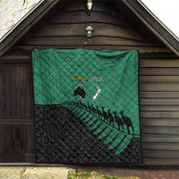 Australia New Zealand Rugby Quilt Green Aboriginal Wallabies and Maori Black Fern - Polynesian Pride