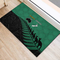 Australia New Zealand Rugby Rubber Doormat Green Aboriginal Wallabies and Maori Black Fern - Polynesian Pride