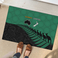 Australia New Zealand Rugby Rubber Doormat Green Aboriginal Wallabies and Maori Black Fern - Polynesian Pride