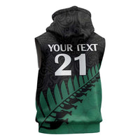Australia New Zealand Rugby Sleeveless Zip Hoodie Green Aboriginal Wallabies and Maori Black Fern LT9