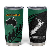 Australia New Zealand Rugby Tumbler Cup Green Aboriginal Wallabies and Maori Black Fern - Polynesian Pride