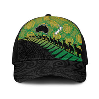Australia New Zealand Rugby Baseball Net Cap Gradient Aboriginal Wallabies and Maori Black Fern LT9 One Size Black Gradient - Polynesian Pride