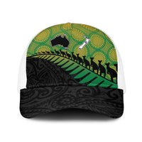 Australia New Zealand Rugby Baseball Net Cap Gradient Aboriginal Wallabies and Maori Black Fern LT9 One Size White Gradient - Polynesian Pride