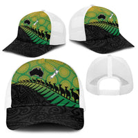 Australia New Zealand Rugby Baseball Net Cap Gradient Aboriginal Wallabies and Maori Black Fern LT9 - Polynesian Pride