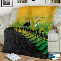 Australia New Zealand Rugby Blanket Gradient Aboriginal Wallabies and Maori Black Fern - Polynesian Pride