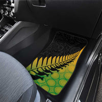 Australia New Zealand Rugby Car Mats Gradient Aboriginal Wallabies and Maori Black Fern - Polynesian Pride