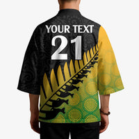 Australia New Zealand Rugby Kimono Gradient Aboriginal Wallabies and Maori Black Fern - Polynesian Pride