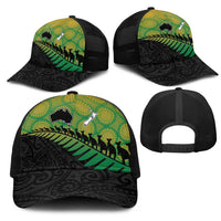 Australia New Zealand Rugby Mesh Trucker Cap Gradient Aboriginal Wallabies and Maori Black Fern LT9 - Polynesian Pride