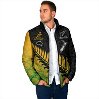 Australia New Zealand Rugby Padded Jacket Gradient Aboriginal Wallabies and Maori Black Fern - Polynesian Pride