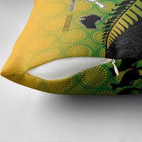Australia New Zealand Rugby Pillow Cover Gradient Aboriginal Wallabies and Maori Black Fern - Polynesian Pride