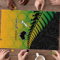 Australia New Zealand Rugby Puzzle Gradient Aboriginal Wallabies and Maori Black Fern - Polynesian Pride