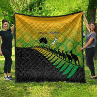 Australia New Zealand Rugby Quilt Gradient Aboriginal Wallabies and Maori Black Fern - Polynesian Pride