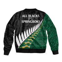 South Africa and Aotearoa Rugby Sleeve Zip Bomber Jacket Springboks Black Fern Maori Vibe LT9 - Polynesian Pride