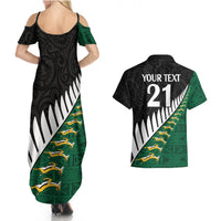 Custom South Africa and Aotearoa Rugby Couples Matching Summer Maxi Dress and Hawaiian Shirt Springboks Black Fern Maori Vibe LT9 - Polynesian Pride