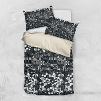 Black Hawaiian Tapa Tribal Hibiscus Bedding Set