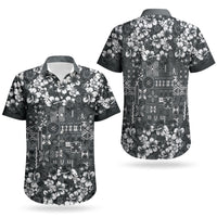 Black Hawaiian Tapa Tribal Hibiscus Couples Matching Mermaid Dress and Hawaiian Shirt