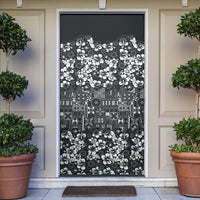 Black Hawaiian Tapa Tribal Hibiscus Door Cover