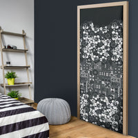 Black Hawaiian Tapa Tribal Hibiscus Door Cover
