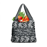 Black Hawaiian Tapa Tribal Hibiscus Grocery Bag