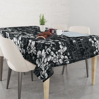 Black Hawaiian Tapa Tribal Hibiscus Tablecloth