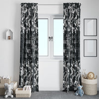 Black Hawaiian Tapa Tribal Hibiscus Window Curtain