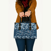 Blue Hawaiian Tapa Tribal Hibiscus Leather Bag