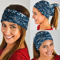 Blue Hawaiian Tapa Tribal Hibiscus Neck Gaiter