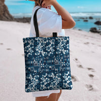 Blue Hawaiian Tapa Tribal Hibiscus Tote Bag LT9 - Polynesian Pride