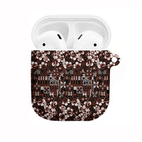 Burgundy Hawaiian Tapa Tribal Hibiscus AirPods Case