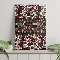 Burgundy Hawaiian Tapa Tribal Hibiscus Canvas Wall Art