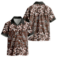 Burgundy Hawaiian Tapa Tribal Hibiscus Kid Hawaiian Shirt