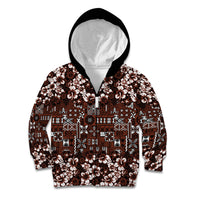Burgundy Hawaiian Tapa Tribal Hibiscus Kid Hoodie
