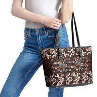Burgundy Hawaiian Tapa Tribal Hibiscus Leather Tote Bag LT9 - Polynesian Pride