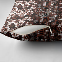 Burgundy Hawaiian Tapa Tribal Hibiscus Pillow Cover