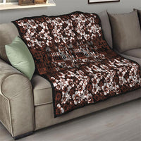 Burgundy Hawaiian Tapa Tribal Hibiscus Quilt