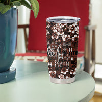 Burgundy Hawaiian Tapa Tribal Hibiscus Tumbler Cup