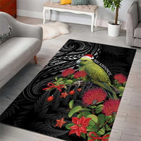 Meri Kirihimete Kakapo Area Rug Black Silver Fern Christmas Vibe LT9 - Polynesian Pride