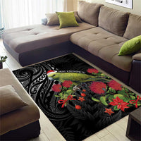 Meri Kirihimete Kakapo Area Rug Black Silver Fern Christmas Vibe LT9 - Polynesian Pride